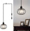 KAERDI Crystal Plug in Pendant Light Hanging Plug in lamp Mini Chandelier Swag Lights Cage Industrial Fixtures for Dining Room Bedroom Foyer Hallway Kitchen Island, Black