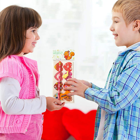 Valentines Day Gifts for Kids Classroom - 28 Packs Super Value Valentines Stationery Kit, Valentines Cards, Valentines Pencils, Erasers, Pen Sharpeners,Pen Holders,Valentine Exchange Party Favors Toys
