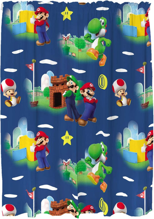 Franco Kids Room Window Curtains Drapes Set, 82 in x 63 in, Super Mario