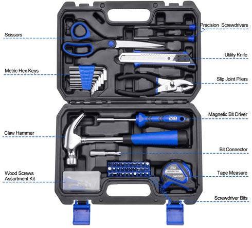 49-Piece Small Home Tool Kit, PROSTORMER General Household Repair Tool Set with Tool Box Storage Case - Great Gift for Beginners