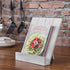 MyGift Vintage White Wood Cookbook Stand - Recipe Binder Reading Book Display and iPad Tablet Easel with Front Panel Page Holder and Kickstand