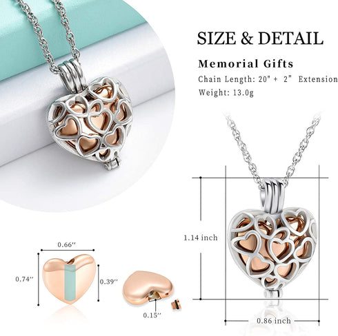 shajwo Cremation Jewelry Heart Urn Necklaces for Ashes for Women Flower Memorial Mini Keepsake Ashes Hollow Pendant