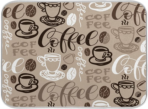 Coffee Dish Drying Mat 18 x 24 Inch Large Coffee Drying Mat with High Absorbent Reversible Microfiber Coffee Bean Dish Rack Pad Dish Drainer Mat Brown Coffee Mat for Kitchen Counter Coffee Bar