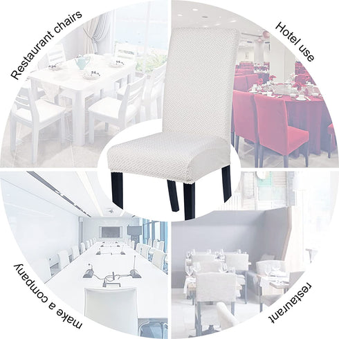 SearchI Dining Room Chair Covers Soft Stretch Removable Kitchen Parson Chair Slipcovers Set of 6 Chair Seat Protective Covers for Dining Room, Wedding, Banquet, Party, Decoration