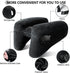 Neck Pillow Inflatable Travel Pillow Comfortably Supports The Head, Neck and Chin, Airplane Pillow with Soft Velour Cover, Hat, Portable Drawstring Bag, 3D Eye Mask and Earplugs (Black)