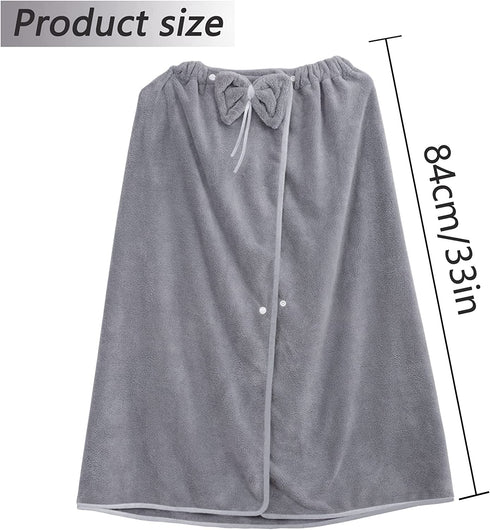 Towel Wrap for Women, Adjustable Shower Wrap Towel with Home Hotel Bathrobes Nightgown for Sauna Beach Pool Gym Travel - Gray XL