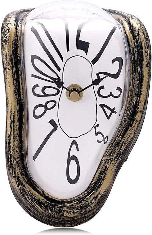 Lafocuse Silent Creative Surrealism Melting Clock with Arabic Numerals Inspired by Salvador Dali's Persistence of Memory Shelf Desk Table Clocks
