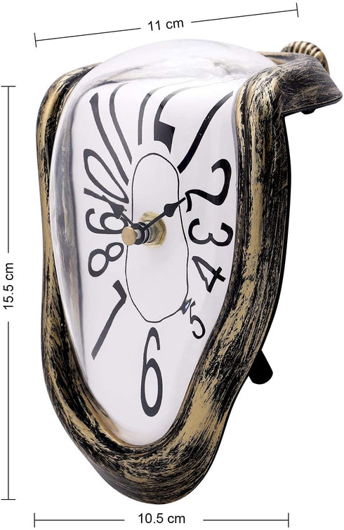 Lafocuse Silent Creative Surrealism Melting Clock with Arabic Numerals Inspired by Salvador Dali's Persistence of Memory Shelf Desk Table Clocks