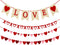 4Pcs Valentines Day Decorations Valentine's Day Decor Set Felt Love Heart XO Garlands Banner for Engagement Wedding Party Home Classroom Office, No DIY Required