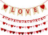 4Pcs Valentines Day Decorations Valentine's Day Decor Set Felt Love Heart XO Garlands Banner for Engagement Wedding Party Home Classroom Office, No DIY Required