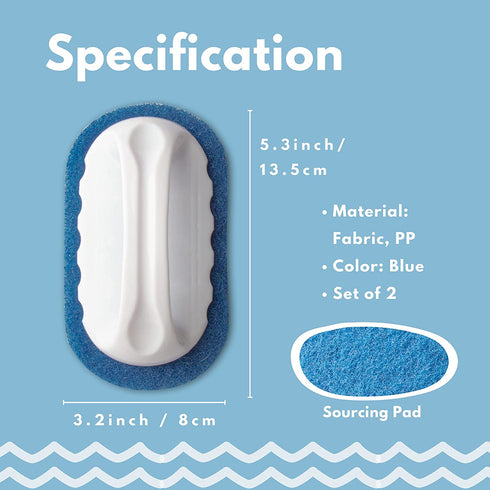 Skylarlife Scouring Pad Brush Cleaning Scrub with Handle Abrasive Pad for Grout Tile Shower and Sink Cleaning, Scrubbing Floor and Tile Boat Polishing Refinishing Bathroom Kitchen Heavy Duty (2-Pack)