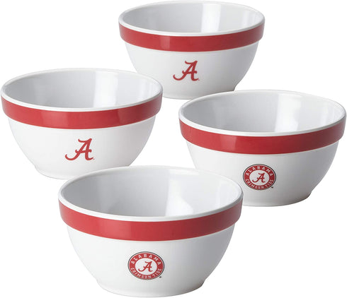 College Kitchen Collection Alabama Crimson Tide Serving Party Bowls / Mixing Bowls Set / Food Appetizer Serveware - 4 Piece, White