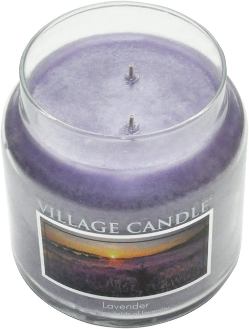 Village Candle Lavender Large Glass Apothecary Jar Scented Candle, 21.25 oz, Purple, 21 Ounce