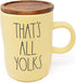 RAE DUNN EASTER COFFEE/TEA MUG THAT™S ALL YOLKS - Artisan Collection By Magenta - Cute All Yellow Mug with Wood Lid/Coaster - Great Easter or Holiday Gift for Your Spring Bunny