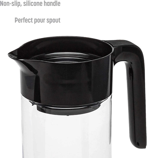 Goodful Airtight Cold Brew Iced Coffee Maker, Shatterproof Durable Tritan Plastic Construction, Leak-Proof Lid, Large Capacity with Premium Stainless Steel, 2.25 Qt, Black