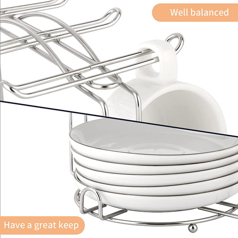 MyLifeUNIT Coffee Cup Holder, Stainless Steel Coffee Cup Rack Stand for Counter, 6 Hooks