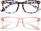 AZorb 2Pack Blue Light Blocking Glasses for Kids Unbreakable Computer Screen Glasses for Boys & Girls - 2 Pack(Transparent Pink+ Leopard)