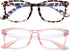 AZorb 2Pack Blue Light Blocking Glasses for Kids Unbreakable Computer Screen Glasses for Boys & Girls - 2 Pack(Transparent Pink+ Leopard)