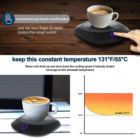 Coffee Mug Warmer Smart Beverage Warmer,Coffee Cup Warmer for Desk with Auto Shut Off Mug Heater & Detachable Cable,Milk Tea Cocoa Candle Warmer Heating Plate,Coffee Warmer for Desk Office Home Gift