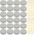 SimbaLux Screw Top Round Steel Tin Cans 2 oz (60ml) with Self Adhesive White Round Stickers, 24 Pack