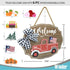Winder Truck Welcome Sign for Front Door Red Truck Decor with 6-PC Interchangeable Seasonal Icons Farmhouse Wooden Wall Hanging for Birthday Halloween Christmas Holiday Hanger Decorations(Natural Red Truck)