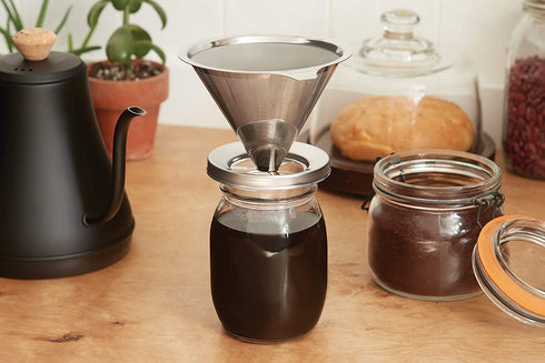 Jarware Stainless Steel Pour Over Coffee Drip Filter for Regular & Wide-Mouth Mason Jars