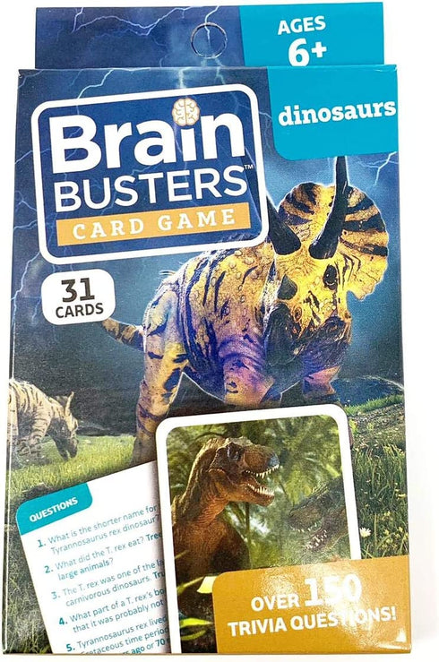Brain Busters Card Game with Over 150 Trivia Questions Educational Flash Cards (Dinosaurs)