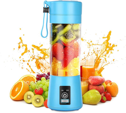 Gracejoful Portable Blender,Personal Blender,Smoothies Mini Jucier Cup USB Rechargeable and Personal Size Blender Shakes,380ml,Fruit Juice,Mixer, Blue