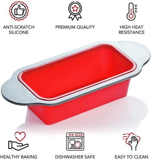 Silicone Loaf Pan for Baking Bread, Non Stick Large Bread Pan Made of BPA-Free Silicone - Baking Bread Pan Perfect for Banana Bread, Sandwich Bread, Pound Cake and Meatloaf.