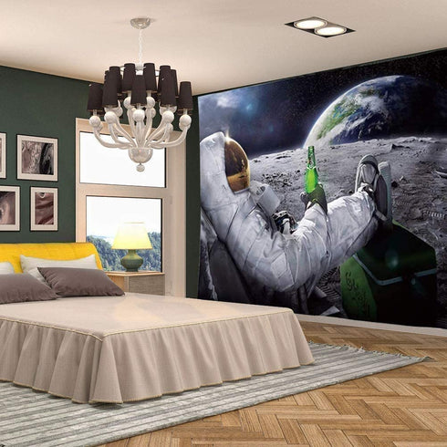 Trippy Astronaut Tapestry Space Tapestry Poster Cool Spaceman with Beer Sitting on Universe Outer Space Planet Tapestry Funny Tapestry Boho Hippie Tapestry For Mens Bedroom Cool Room Decor.78x59Inch