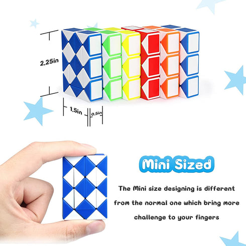 Ganowo 24 Pack Fidget Snake Cube, Mini Twist Puzzle Party Bag Fillers Bulk Toys for Kids Teens Birthday Stocking Stuffers Party Favors Supplies Goodie Bags Fillers, Random Colors