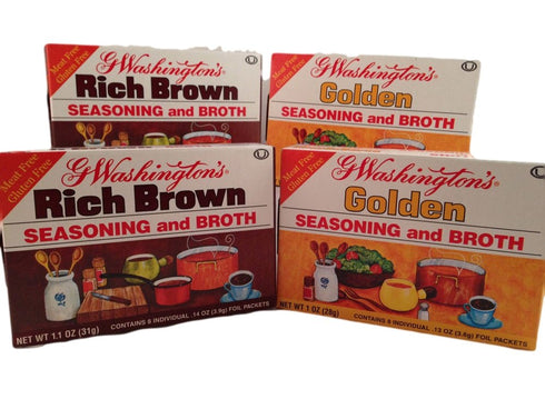 G Washington's Seasoning and Broth - 2 Golden and 2 Rich Brown Variety Pack - Meat and Gluten-Free