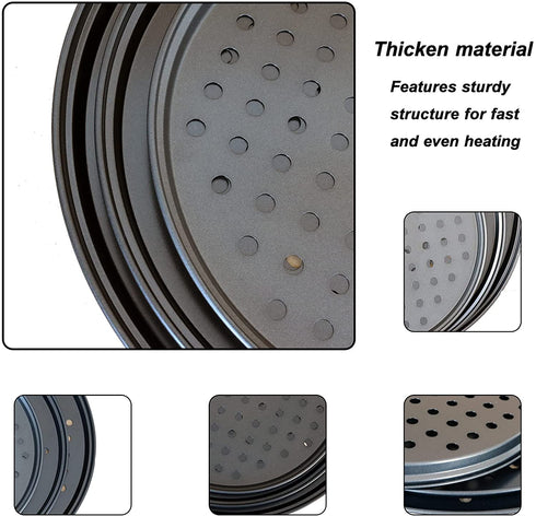 Baking Steel Pizza Pan with Holes, Round Pizza Pan for Oven, 9 Inch, 11 Inch, 12 Inch Bakeware Pizza Tray, mobzio Nonstick Baking Supplies Home Restaurant Kitchen Steel Crisper Pizza Pan Set (3 Pcs)
