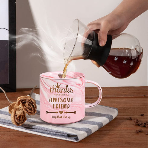 Friend Gifts for Women Sisters Her,12 OZ Funny Coffee Mug-Thanks FOR BEING AN AWESOME FRIEND,Christmas Stocking Stuffers for Friend Women,Birthday Valentines Day Gifts for Friends Teenage Girls