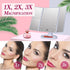 SHNAP Makeup Mirror with Lights, Touch Screen Vanity Mirror, 2X/3X Magnification, Dimmable 21Leds Trifold Mirror, Dual Power Supply, 180° Rotation, Portable Cosmetic Light Up Mirror with Gift Box
