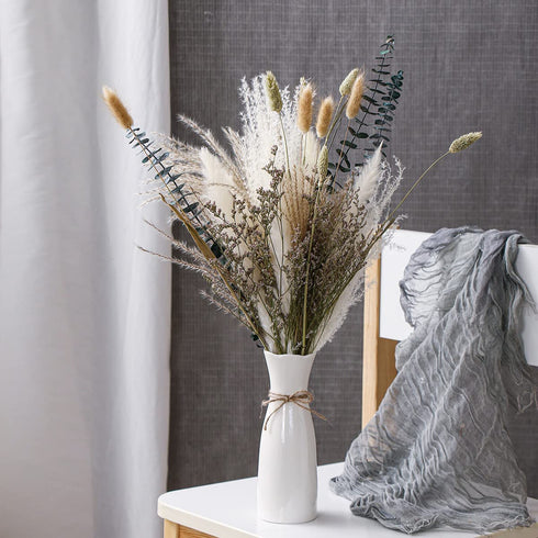 Natural Dried Flower Bouquet ,17" White Pampas Grass Branches Boho D©cor for Vase,Home D©cor Table Decorations for Party Wedding
