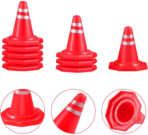 Toddmomy 30Pcs Traffic Road Cones Pretend Play Toys Roadblocks Simulation Traffic Signs Miniature Traffic Cones for Sand Table Engineering Construction