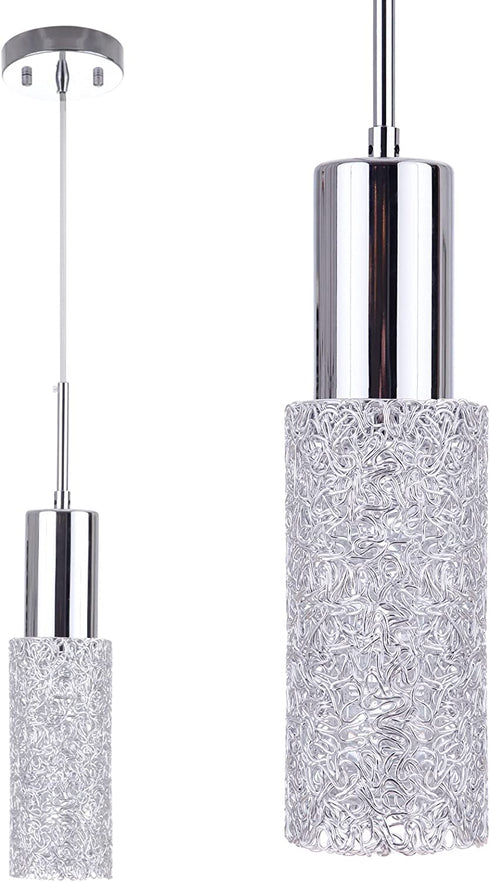 Nordic Modern Crystal Pendant Light Chandelier Indoor Ceiling Metal Hanging Light Fixture Led, Brushed Nickel Mini For Bar/Island Dining Room/Kitchen/Fairway/Bedroom