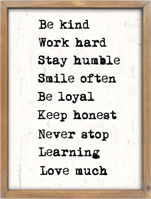 Wartter 11.8 x 15.8 inches Rustic Wood Framed Wall Decor Signs Farmhouse Wall Hanging Art - Be Kind, Stay Humble,Smile Often.