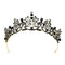 Lurrose Luxury Baroque Crown Black Crystal Crown Halloween Tiara and Crown Rhinestone Queen Crown (Black)
