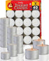 Ner Mitzvah Long Burning Tealight Candles - 8 Hours - White - Unscented - 40 Pack - Made in EU