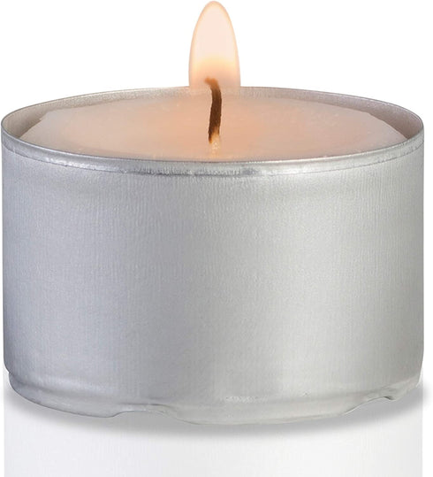 Ner Mitzvah Long Burning Tealight Candles - 8 Hours - White - Unscented - 40 Pack - Made in EU