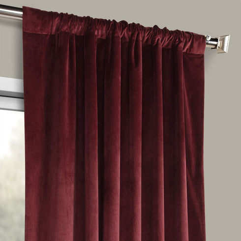 HPD Half Price Drapes VPYC Heritage Plush Velvet Curtain (1 Panel), 50 X 108, Dark Merlot
