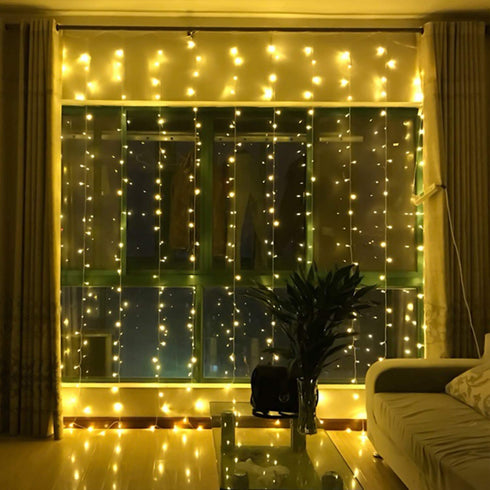 Brightown Hanging Window Curtain Lights 9.8 Ft Dimmable & Connectable with 300 LED, Remote, 8 Lighting Modes, Timer for Bedroom Wall Party Indoor Outdoor Decor, Warm White(Curtain is Not Included)