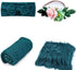 4 Pcs Newborn Photography Props Outfits- Baby Dark Green Long Ripple Wrap and Toddler Swaddle Blankets Photography Mat with Cute Headbands for Infant Boys Girls(0-12 Months)