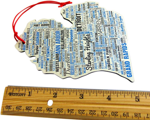 Michigan Christmas Ornament Wooden Tree Decoration, 5 Inch