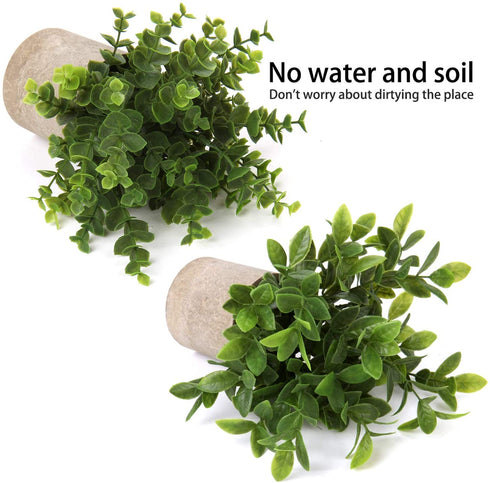 Artificial Mini Potted Plants Plastic Fake Green Plant Small Faux Plants in Pots for Home Table Office Desk Room Bathroom House Decor