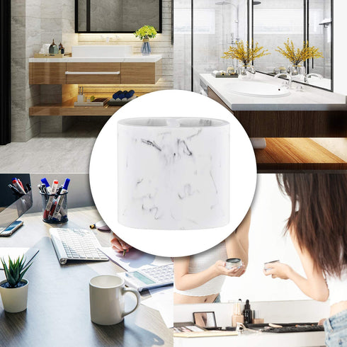 Bathroom Toothbrush Holder with Marble Pattern in Ink WhitePencil Holder Multifunctional Use,Pen Holder Make of Resin.for Bathroom Countertop and Desk.