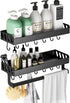 Shengsite Shower Caddy Shelf, Wall Mounted Shower Organizer with Towel Bar and Hooks, Drill Free Aluminum Alloy Caddy Rack for Bathroom, Kitchen, Bedroom, Over Toilet - Set of 2