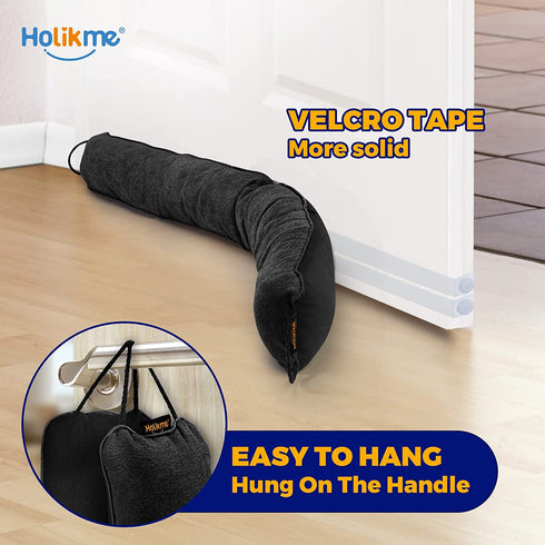Holikme Weighted Door Draft Stopper 35inch, Heavy Duty Under Door Draft Blocker Bottom Door Seal Noise and Air, Door Guard Saving Energy, Black